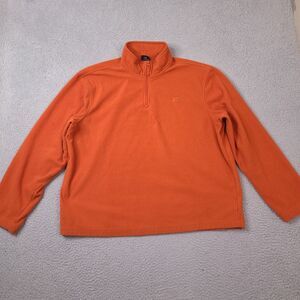 Starter Sweatshirt Fleece XL Orange Waffle‎ Knit Logo Embroidered 1/4 Zip Sport